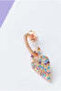 Mix Stone Heart Open Hoop Earrings - 4
