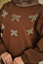 Women's Ribbon Stone Detail Sweat Brown - 6