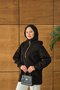 Women's Half Zipper Hooded Sweat Black - 2