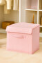 3Pcs-Pink with Lid Closet Laundry Toy Organizer Folding Storage Box with Lid30X30X30Cm - 3