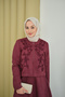 Women's Embroidered Nubuck Detail Suit Burgundy - 2