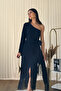 One Shoulder Belted Tassel Detailed Midi Dress