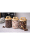 3-Piece Glass Jar with Bamboo Handle and Lid 500 ml – Transparent Storage Jar with Vertical Stripes - 2