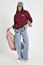 Unisex Oversize Sweatshirt Norf Sarf Map Printed Claret Red – Crew Neck, 3 Thread Threaded Yarn - 2