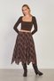 Women's Asymmetrical Cut Plaid Skirt - Brown - 4