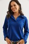 Women's Cobalt Blue Polo Neck Thessaloniki Blouse Blz-19002810 - 6