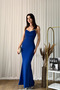 Long Evening Dress with Thin Straps and Cross Detail - 4