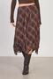 Women's Asymmetrical Cut Plaid Skirt - Brown - 2