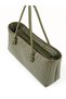 Women's Tote Zippered Baguette Hand Shoulder Bag with Knitted Detail - 3
