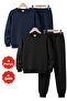 3-Ply Thick Sha Fleece-Lined Round Neck Plain Unprinted Winter 4-Piece Boys' Tracksuit Set