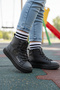 Black Zippered Fleece Lined Non-Slip Sole Girls' Boots Aisha F - 3