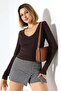 Women's Wide V Neck Long Sleeve Blouse 21948 - 2