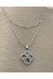 Double Chain Mosaic Clover Steel Necklace - Silver Mosaic Clover