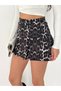 Women's Leopard Patterned High Waist Pleated Mini Shorts Skirt