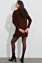 Women's Brown Mock Neck Knitwear Tunic Be272 - 3