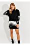 Women's Black Knitwear Striped Tunic Be275 - 3