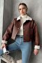 Taba Nubuck Fur Collar Coat |   F1577