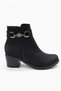 Women's Black Suede Short Heeled Boots – Buckled Casual Comfortable Winter Boots - 3