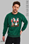 Unisex Long Sleeve Snowman New Year Printed Crew Neck Hoodless Fleece-Lined Oversized Sweatshirt - 2