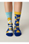 Right and Left Different Chick Patterned Socks 1 Pair