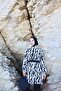 Burkini Zebra Patterned Women's Hijab Swimsuit 4-Piece Set with Bonnet and Bag Beachwear - 5