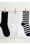 Black and White Unisex Sports Socks Set of 3 Tennis Daily Athletic Use