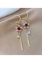 Stone Gold-Colored Red Rose Dangle Long Stylish Party Engagement Henna Wedding Evening Dress Earrings - 2