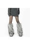 Grey Color Plush Fur Leggings Long Furry Standard Size Y2K Leggings - 4