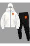 Men's Casual Sports Two Piece Set - K Hooded Zippered Sweatshirt Printed