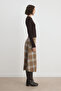 Slit Checkered Asymmetrical Midi Skirt - 3