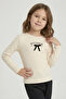 Girl's Bow Embroidered Ribbed Knit Long Sleeve Bodysuit