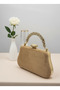 Nude Gold Luxury Suede Metal Handle Crystal Stone Embroidered Women Evening Dress Bag Wedding Engagement Graduation - 2