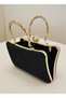 Black Gold Luxury Suede Metal Mesh Handle Pearl Stone Embroidered Women's Evening Dress Bag Wedding Engagement Graduation - 3