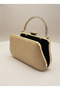 Nude Gold Luxury Suede Metal Chain Handle Pearl Stone Embroidered Women's Evening Dress Bag - 4