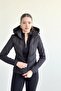 Black Hooded Softsell Sleeve Puffer Winter Slim Fit Windproof Zippered - 2