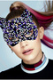 Black Velvet Purple White Sequin Party Mask - 2