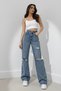 Denisa 90's Stretch Loose Women's Ice Blue Snow Super High Waist Loose Leg Denim Jeans
