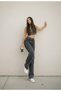 Lina 90`S Stretch Fabric Casual Women's Smoked Snow Super High Waist Wide Leg Denim Jeans - 2