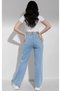 Lina 90`S Stretch Fabric Casual Women's Light Blue Super High Waist Wide Leg Denim Jeans - 3