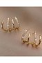 Gold Women's Zircon Stone Multiple Vip Earrings - 3