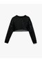 Crew Neck Long Sleeve Mesh Crop Sports T-Shirt - 4