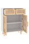 Sideboard White 60x30x75 cm Solid Wood Pine and Natural Rattan - 4