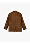Long Sleeve Plaid Blazer Jacket with Pocket Detail and Wide Collar Buttons - 2