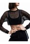 Crew Neck Long Sleeve Mesh Crop Sports T-Shirt - 2