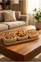 Bamboo 3-Piece Snack & Nut Presentation Set Square – with Tray, Natural Wood Serving Bowl - 2