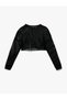 Crew Neck Long Sleeve Mesh Crop Sports T-Shirt - 3