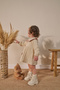 Bow Detailed Bag Detailed Muslin Baby Girl Dress with Bebe Collar for Eid Festival - Cream - 3
