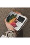 Samsung Galaxy S22 Compatible Silicone Edge Acrylic Back Colorful Leaf Protective Case - 4