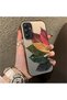 Samsung Galaxy A34 5g Compatible Silicone Edge Acrylic Back Colorful Leaf Protective Case