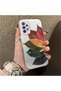 Samsung Galaxy A72 Compatible Silicone Edge Acrylic Back Colorful Leaf Protective Case